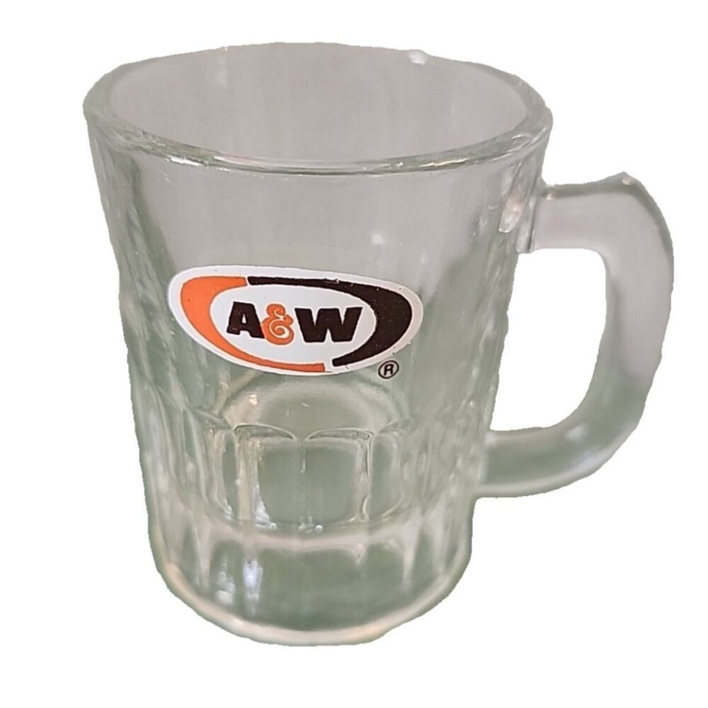 Vintage Authentic A&W Root Beer Glass Mug Mini Logo 3.25”